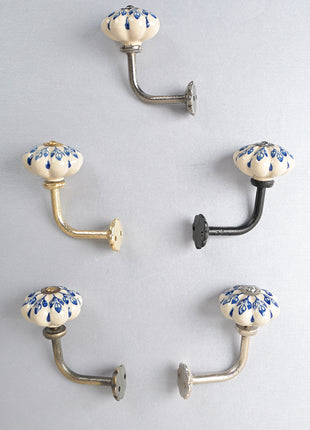 Curtain Tie Backs Hook Decorative Wall Hook- Blue Design (Set of Two)