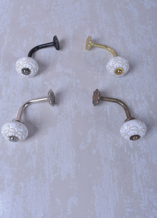 Curtain Tie Backs Hook Decorative Wall Hook- White Knob (Set of Two)