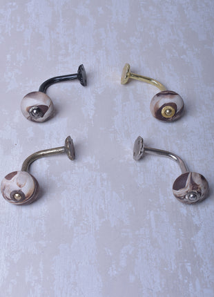Curtain Tie Backs Hook Decorative Wall Hook- Brown Shade Knob (Set of Two)