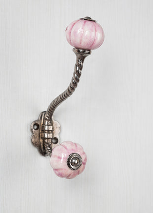 Unique Rustic Pink Knob With Metal Wall Hanger