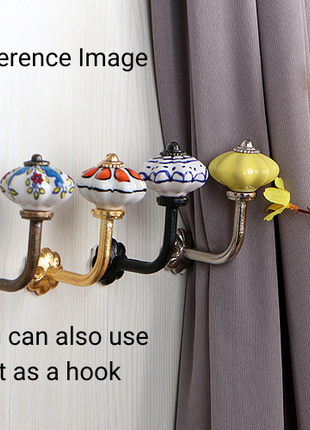 Curtain Tie Backs Hook Decorative Wall Hook- Light Blue Crackle (Set of Two)