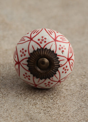 Well Designed White And Red Kitchen Ceramic Cabinet Knob