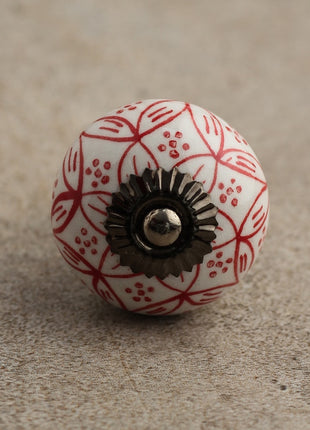 Well Designed White And Red Kitchen Ceramic Cabinet Knob