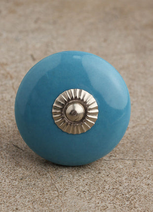 Solid Round Shape Turquoise Color Cabinet Knob