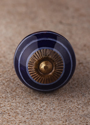 Blue And Light Purple Spiral Hand Painted Cabinet Knob