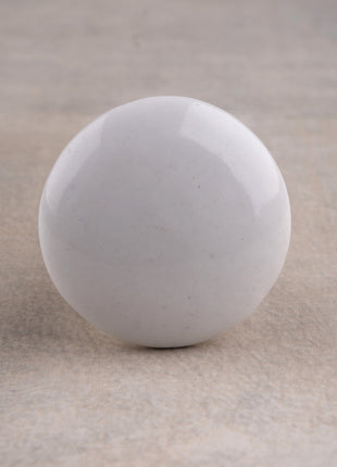 Handmade Round White Solid Ceramic Knob