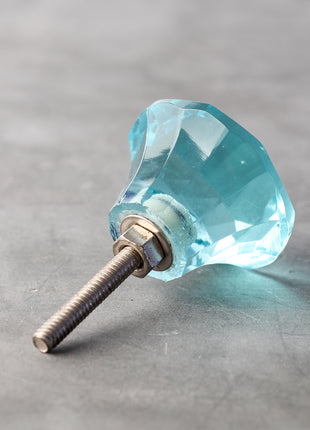 Turquoise Glass Diamond Cut Drawer Cabinet Knob ( X Large)