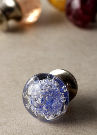Vintage Crystal Blue Bubble Glassware Dresser Cabinet Knob