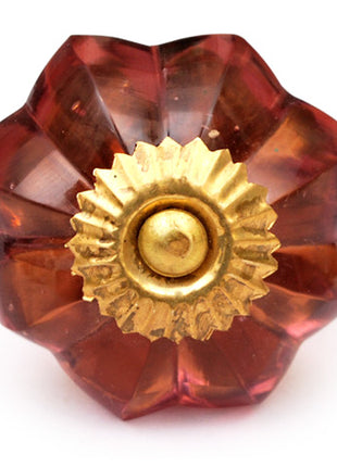 Designer Floral Brown Glass Drawer Knob