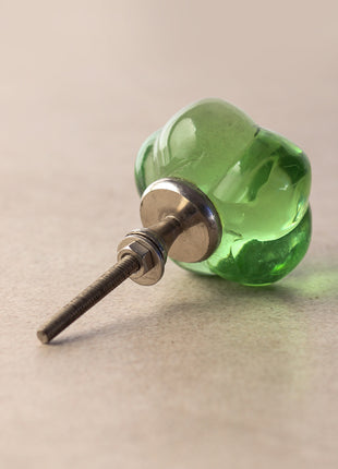 Emerald Green Glass Melon Shaped Dresser Cabinet Knob