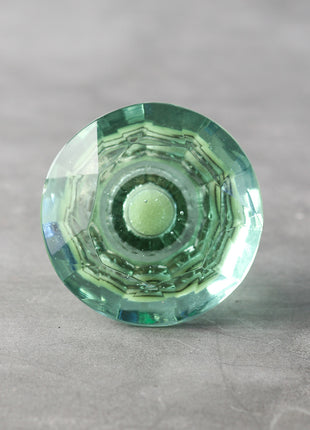 Light Green Glass Diamond Cut Dresser Cabinet Knob (X Large)