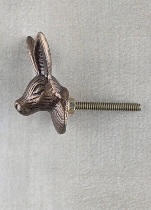 Unique Metallic Antique Brass Deer Head Knob