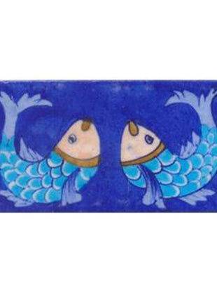 Two turqouise fish and blue tile