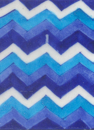 Blue ,light Blue and Turquoise zig-zag Tile