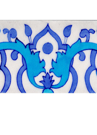 Turquoise and Blue Color Pattern On White Base Tile