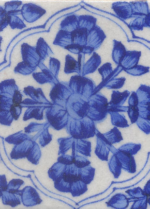 Blue design on White Tile