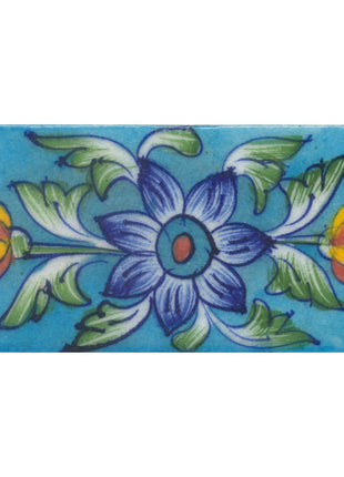Flowers Design on Turquiose Base Tile