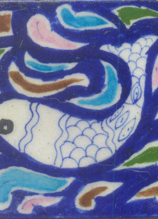 Fish Design on Blue Base Tile
