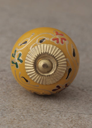 Yellow Wooden knob Golden and Green Design