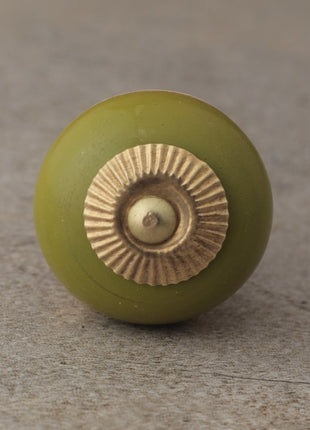 Cream and Green Wooden Cabinet Knob