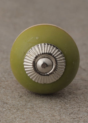 Cream and Green Wooden Cabinet Knob