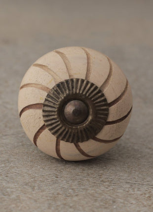 Cream and Green Colored Wooden Knob with Pink Hurricane Stripes
