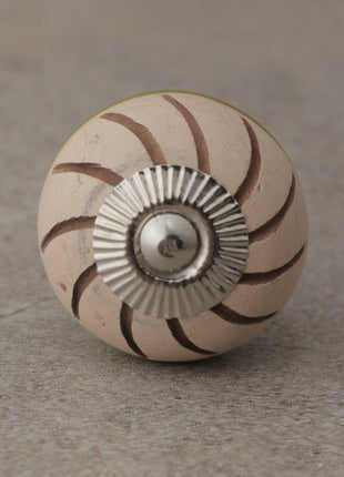 Cream and Green Colored Wooden Knob with Pink Hurricane Stripes