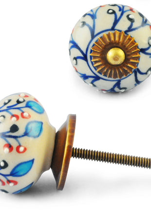 Blue and Turquoise design with white Colour Ceramic knob