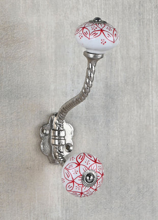 Well Designed White And Red Knob With Metal Wall Hanger