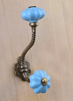 Turquoise Handmade Flower Shaped Knob With Metal Wall Hanger