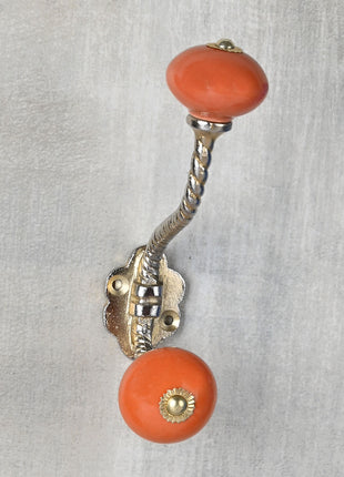 Solid Orange Colored Knob With Metal Wall Hanger