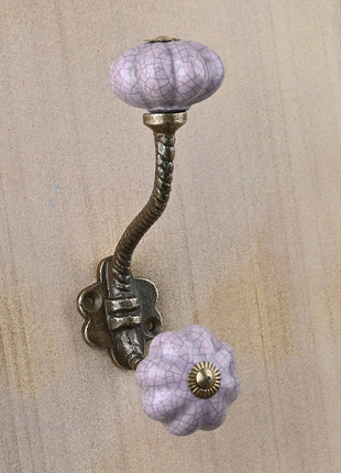 Purple Cracked Round Knob With Metal Wall Hanger