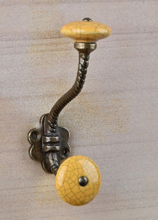 Mustard Cracked Knob With Metal Wall Hanger