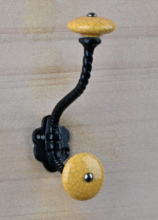 Mustard Cracked Knob With Metal Wall Hanger