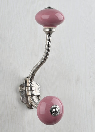 Handmade Round Pink Knob With Metal Wall Hanger