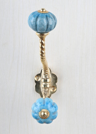 Turquoise Melon Shaped Knob With Metal Wall Hanger