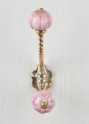 Unique Rustic Pink Knob With Metal Wall Hanger