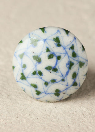 Antique Scattered Green Dots On White Drawer Knob