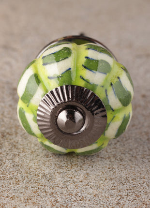 Dark Green Spiral Ceramic Kitchen Cabinet Melon Shaped Knob
