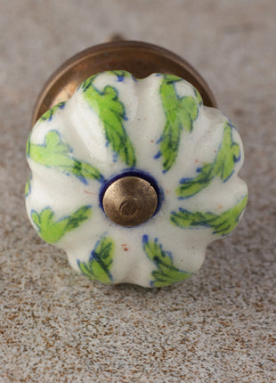 Green Design With White Base Melon Shaped Drawer Knob