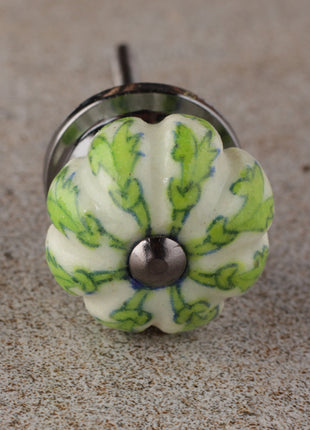 Green Design With White Base Melon Shaped Drawer Knob