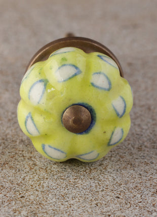 Unique Lime Green Melon Shaped Drawer Cabinet Knob With White Print