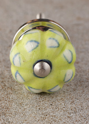 Unique Lime Green Melon Shaped Drawer Cabinet Knob With White Print