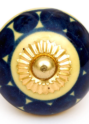 Stylish Blue And Yellow Ceramic Drawer Knob