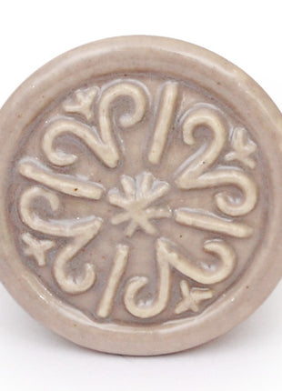 Stylish Beige Round Ceramic Hand Painted Knob