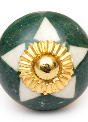 Green Drawer Cabinet Knob With White Star