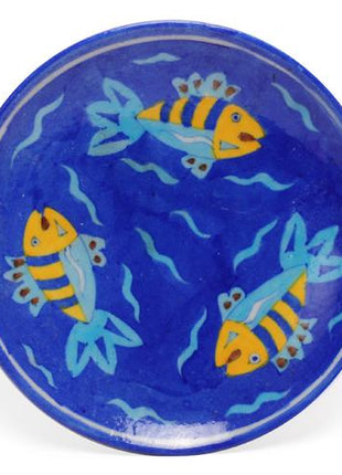 Three Fish on Blue Base Plate 8