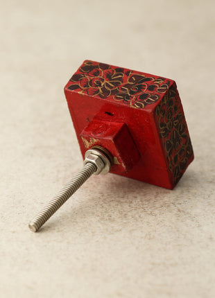Red Square Wooden Knob