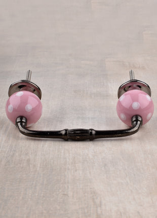 Antique Pink Cabinet Pull With White Polka-Dots (Small)