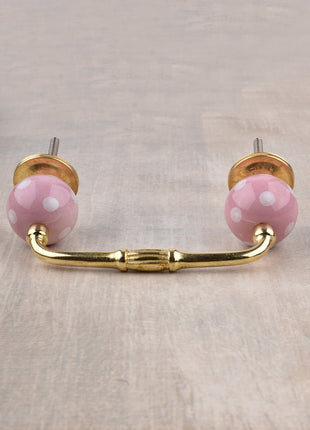 Antique Pink Cabinet Pull With White Polka-Dots (Small)